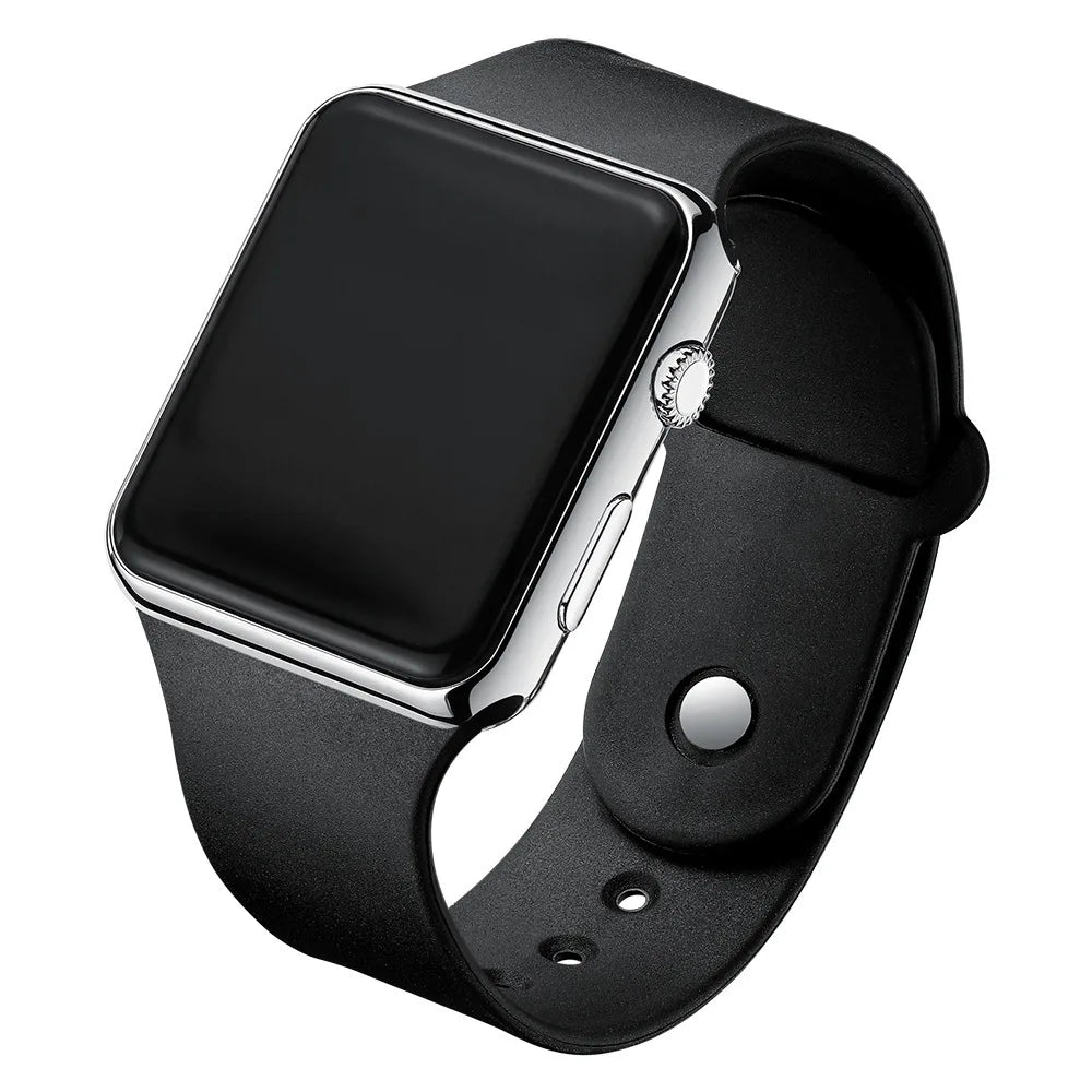 Montre numérique simple pour hommes et femmes, montre électronique LED de sport tendance, bracelet en silicone noir, montre décontractée pour hommes, Reloj Hombre