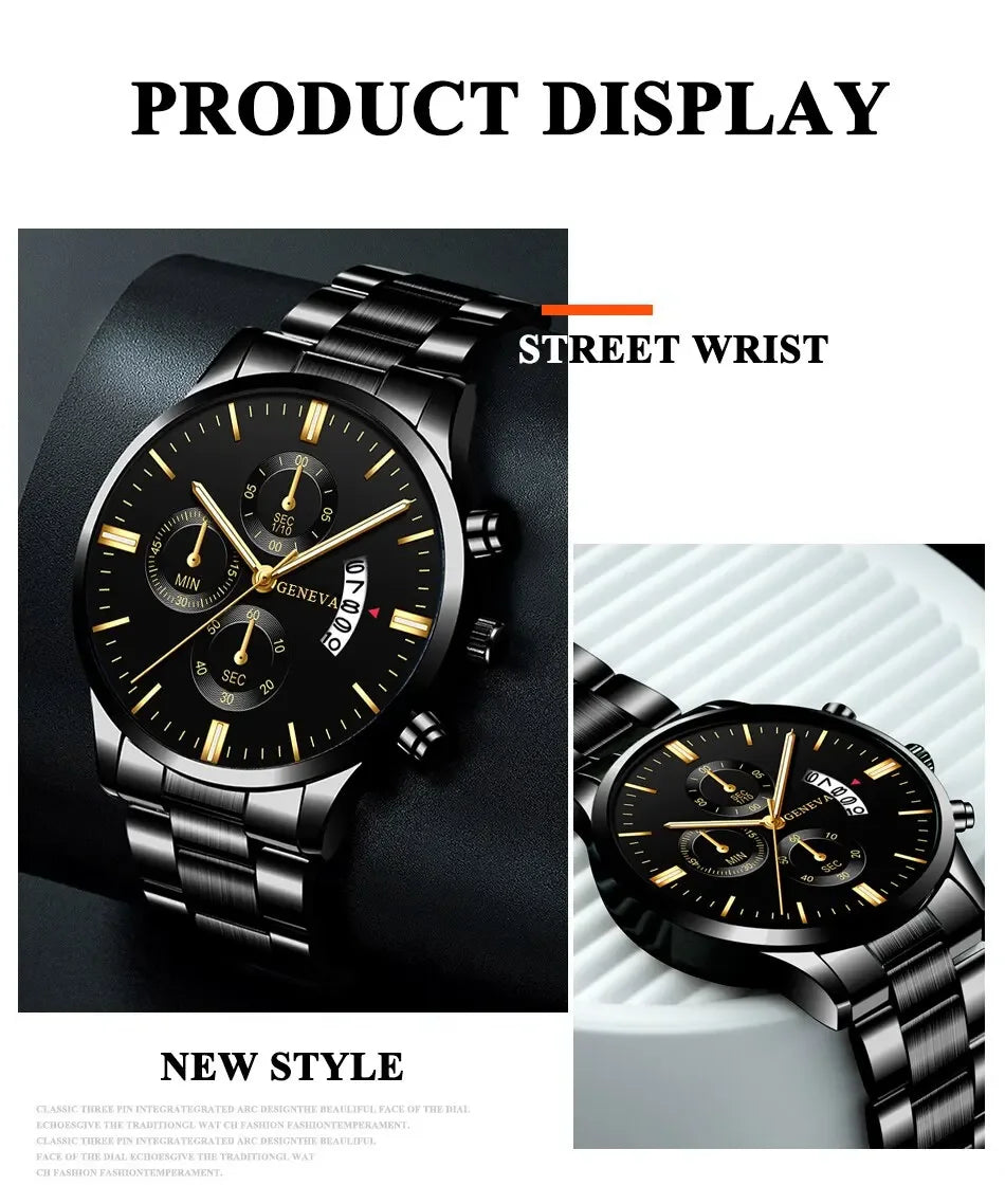 Mode hommes Montre en acier inoxydable calendrier de luxe Montre-bracelet à Quartz hommes montres d'affaires pour Homme horloge Montre Homme