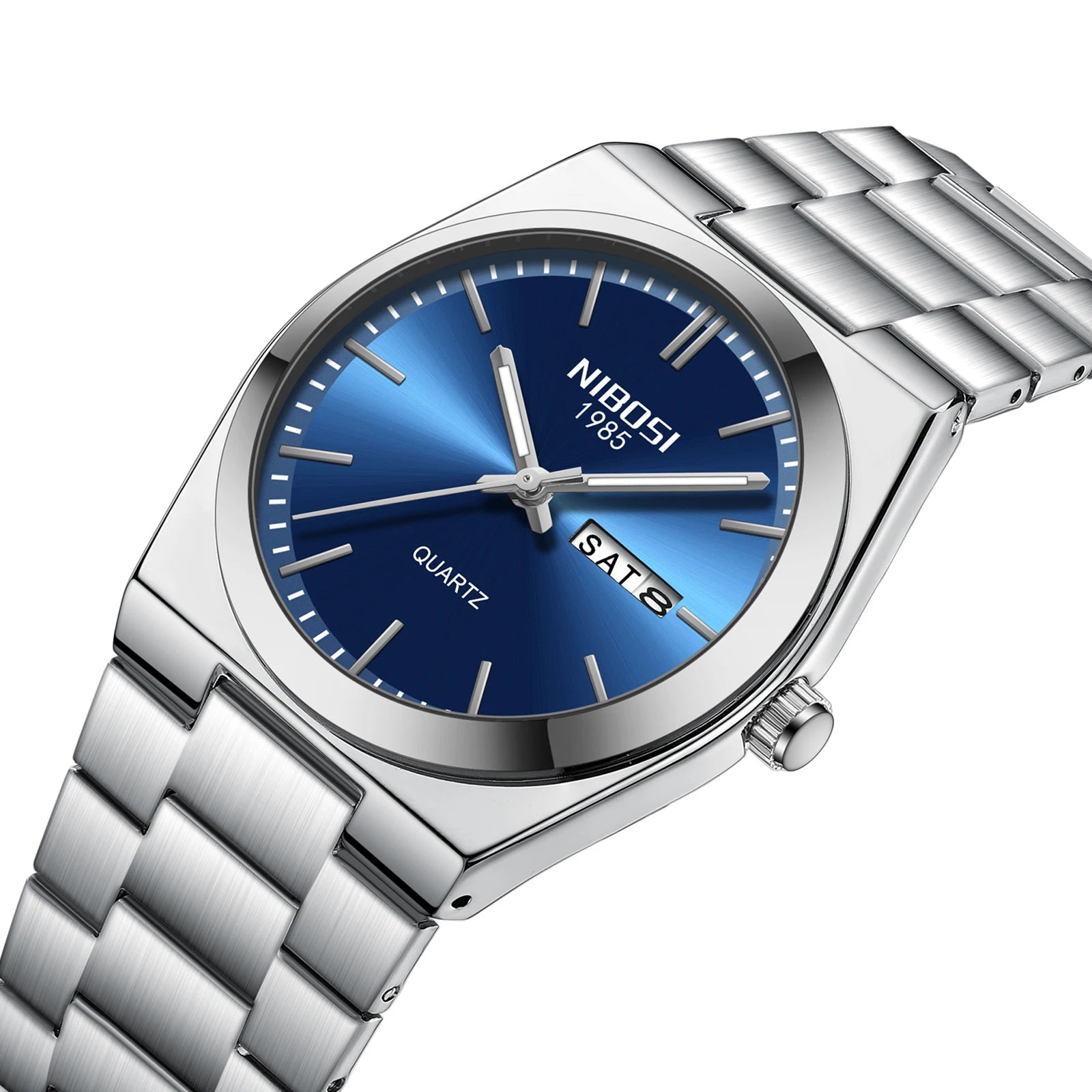 Montre de luxe NIBOSI pour homme, étanche, lumineuse, date, jour, acier inoxydable, montre homme décontractée, quartz, montre homme + boîte