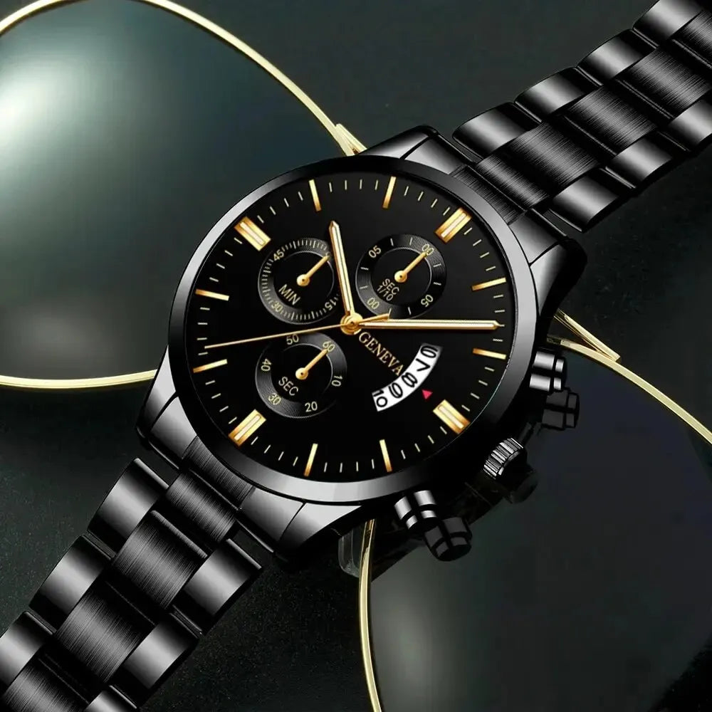 Mode hommes Montre en acier inoxydable calendrier de luxe Montre-bracelet à Quartz hommes montres d'affaires pour Homme horloge Montre Homme