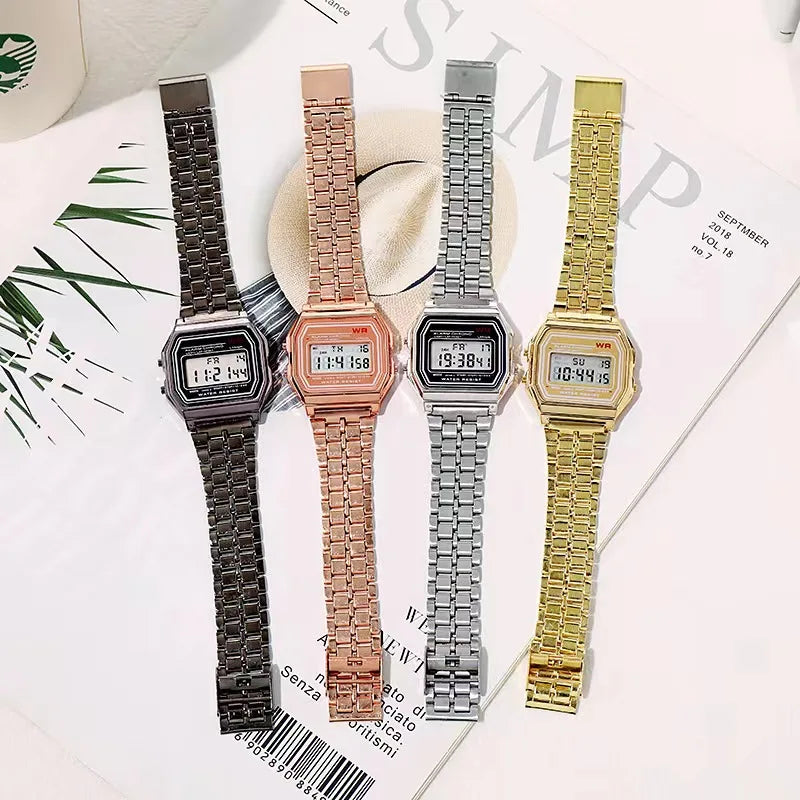 F91W montre à bracelet en acier Non étanche pour femmes, hommes, horloge d'affaires, montre de sport numérique LED multifonctionnelle, horloge électronique