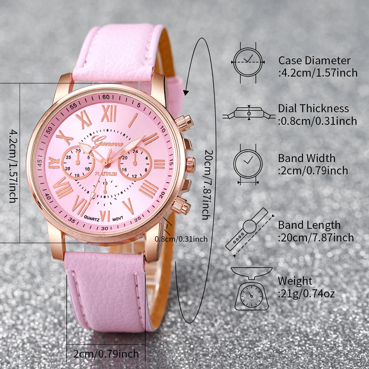 Montre à quartz avec bracelet en cuir pour femme, montres-bracelets analogiques, ensemble de bijoux en biscuits coeur, mode, sans boîte, 5 pièces, 6 pièces