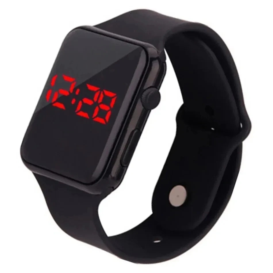 Montre numérique simple pour hommes et femmes, montre électronique LED de sport tendance, bracelet en silicone noir, montre décontractée pour hommes, Reloj Hombre
