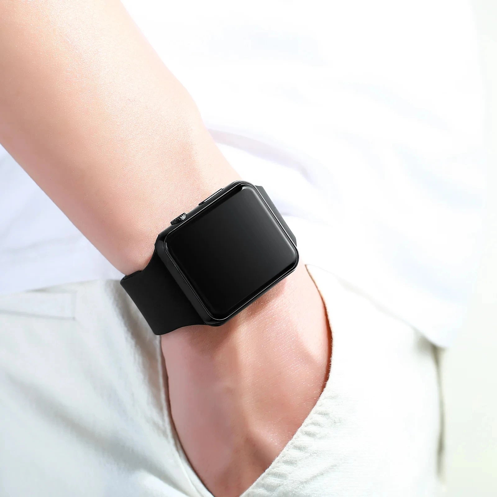 Montre numérique simple pour hommes et femmes, montre électronique LED de sport tendance, bracelet en silicone noir, montre décontractée pour hommes, Reloj Hombre