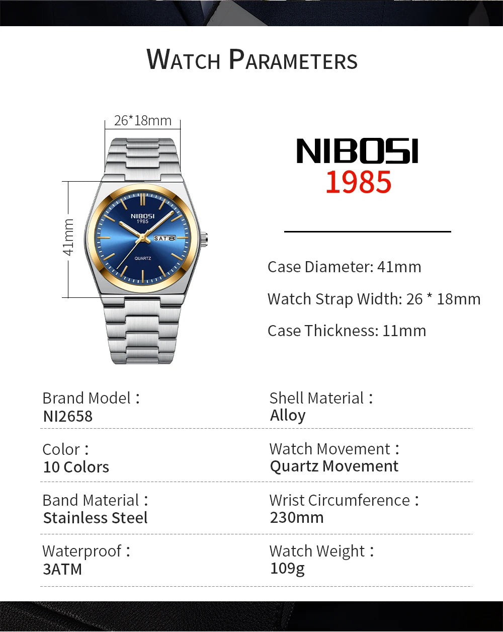 Montre de luxe NIBOSI pour homme, étanche, lumineuse, date, jour, acier inoxydable, montre homme décontractée, quartz, montre homme + boîte