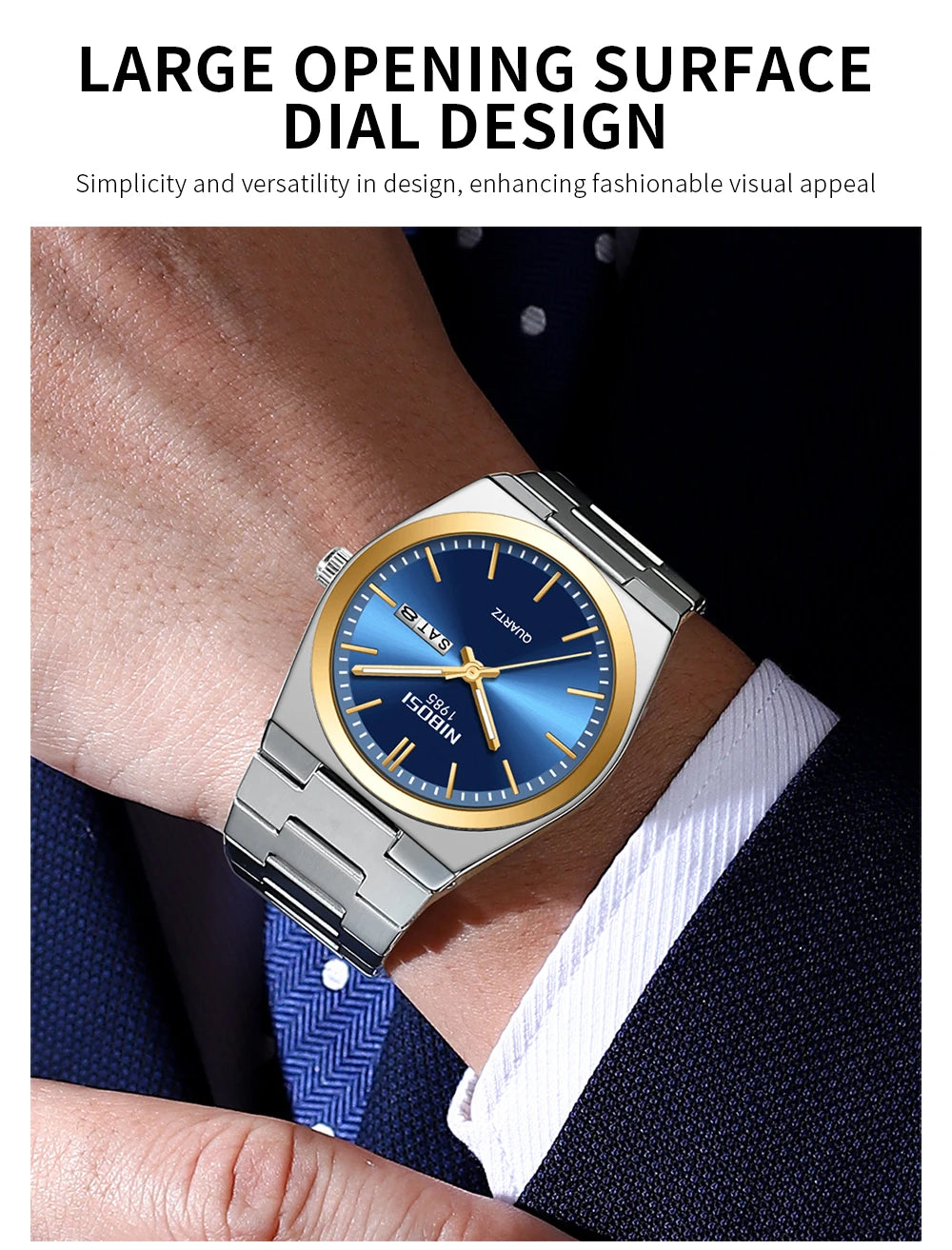 Montre de luxe NIBOSI pour homme, étanche, lumineuse, date, jour, acier inoxydable, montre homme décontractée, quartz, montre homme + boîte