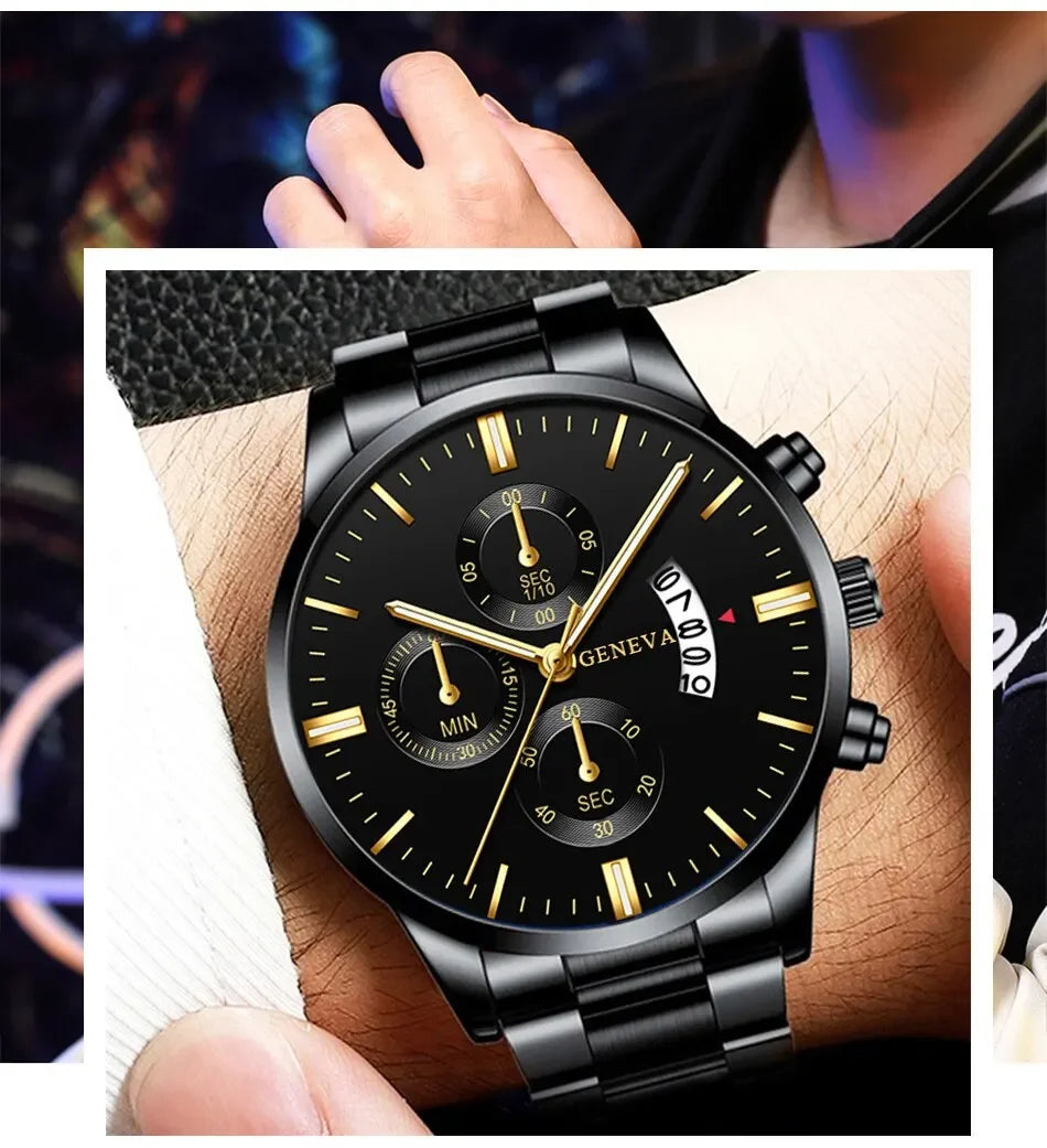 Mode hommes Montre en acier inoxydable calendrier de luxe Montre-bracelet à Quartz hommes montres d'affaires pour Homme horloge Montre Homme