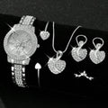 Montre à Quartz pour femmes or luxe femmes bague collier boucle d'oreille strass mode montre-bracelet décontracté dames montres ensemble de bijoux ﻿