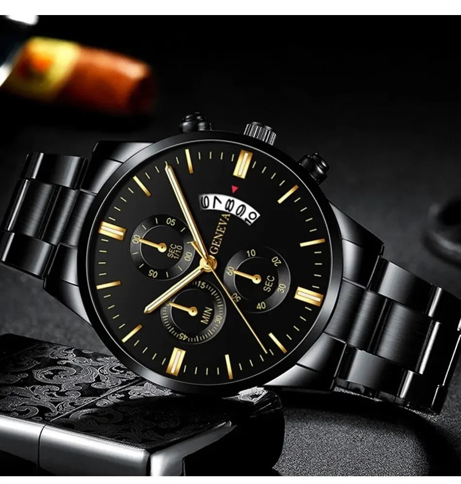 Mode hommes Montre en acier inoxydable calendrier de luxe Montre-bracelet à Quartz hommes montres d'affaires pour Homme horloge Montre Homme