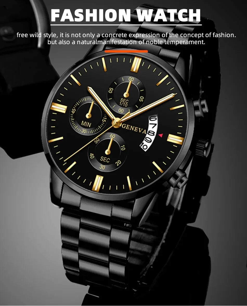 Mode hommes Montre en acier inoxydable calendrier de luxe Montre-bracelet à Quartz hommes montres d'affaires pour Homme horloge Montre Homme