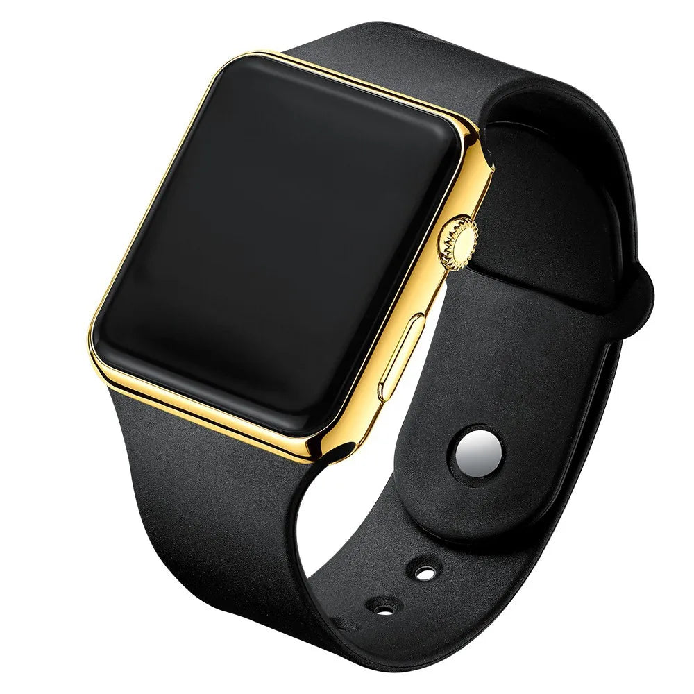 Montre numérique simple pour hommes et femmes, montre électronique LED de sport tendance, bracelet en silicone noir, montre décontractée pour hommes, Reloj Hombre