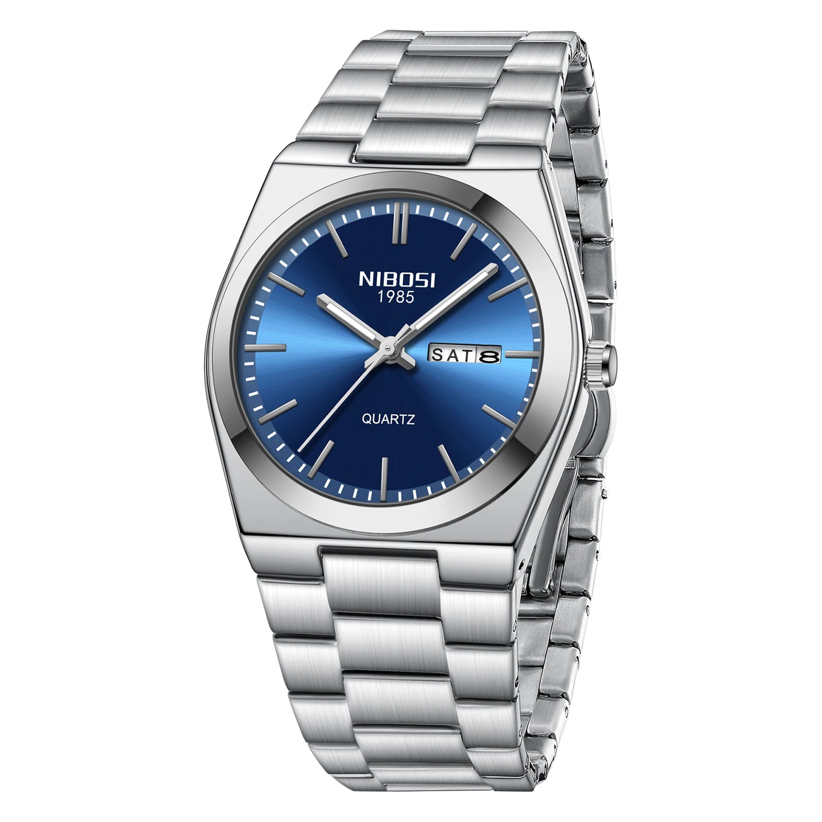 Montre de luxe NIBOSI pour homme, étanche, lumineuse, date, jour, acier inoxydable, montre homme décontractée, quartz, montre homme + boîte