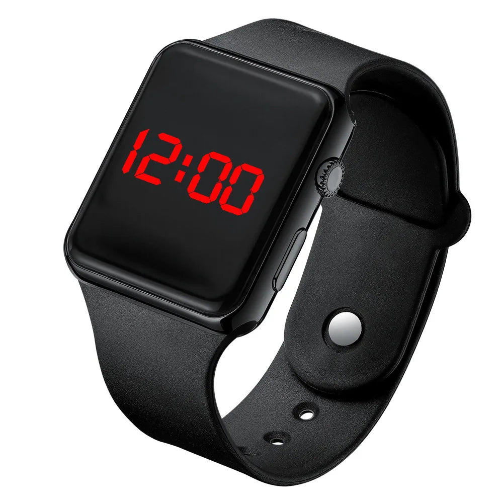 Montre numérique simple pour hommes et femmes, montre électronique LED de sport tendance, bracelet en silicone noir, montre décontractée pour hommes, Reloj Hombre