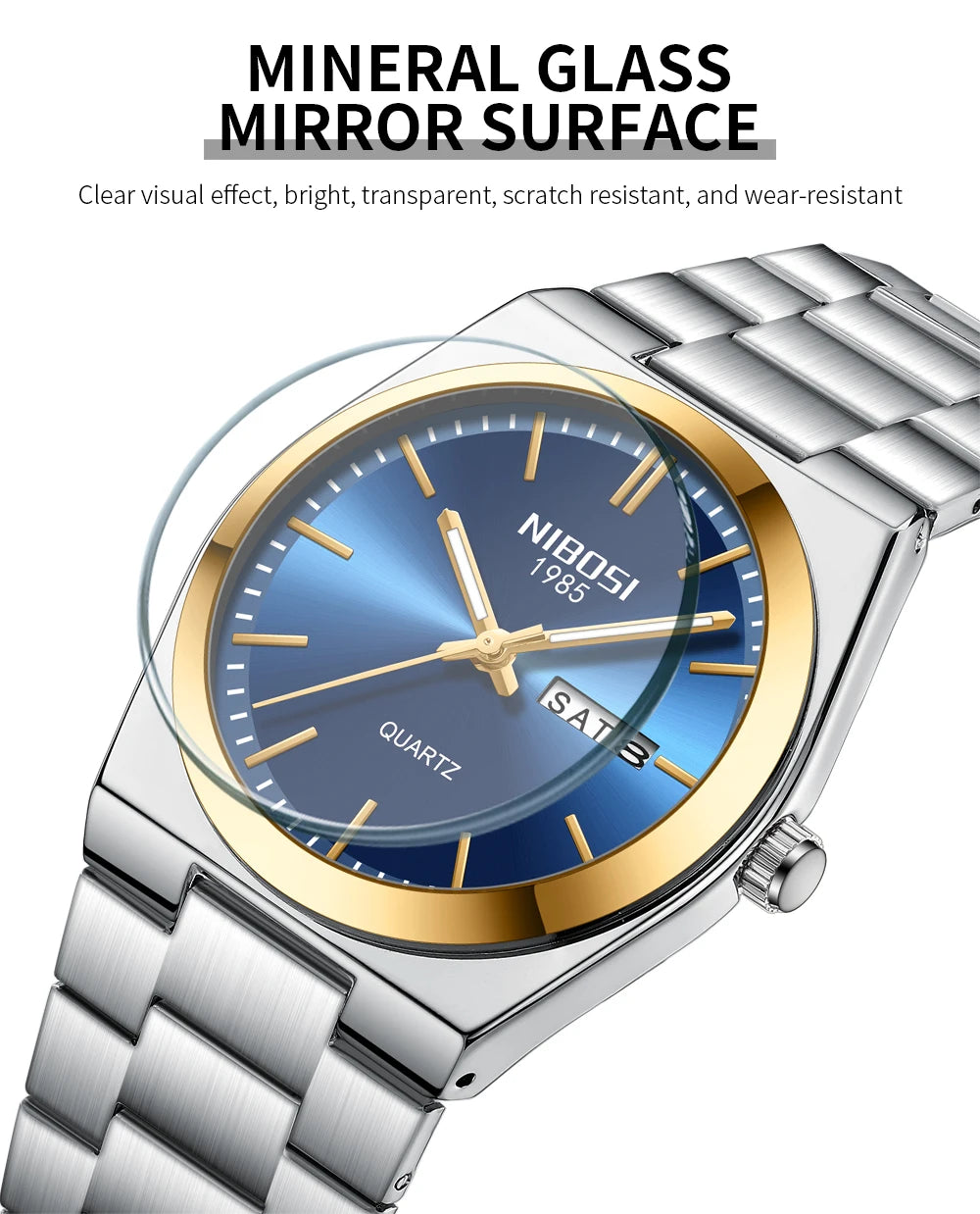 Montre de luxe NIBOSI pour homme, étanche, lumineuse, date, jour, acier inoxydable, montre homme décontractée, quartz, montre homme + boîte